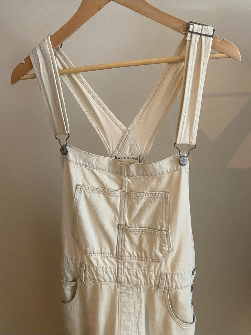Free People Ziggy Cream Canvas Overalls Large